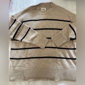 Aerie Unreal Crew Sweater Cream and Black Stripe Size M